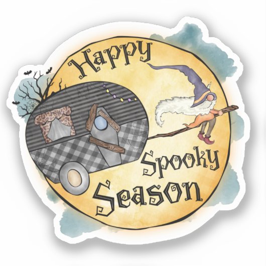 Happy Spooky Season | Halloween Camping Sticker (Voorkant)