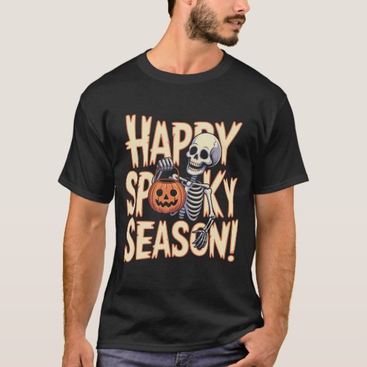 Happy Spooky Season Skeleton Art T-shirt (Voorkant)