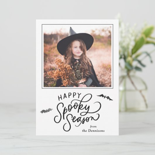 Happy Spooky Seizoen - Halloween fotokaart Save The Date (Staand voorkant)