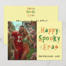 Happy Spooky tijdperk kaart, familie foto hallowee