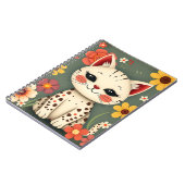 Happy Spotted Kitty with Flowers Notitieboek (Linkerzijde)