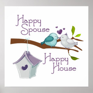 Happy Spouse Happy House Cartoon Tortelduifjes Poster