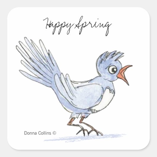 Happy Spring Bird Sticker (Voorkant)