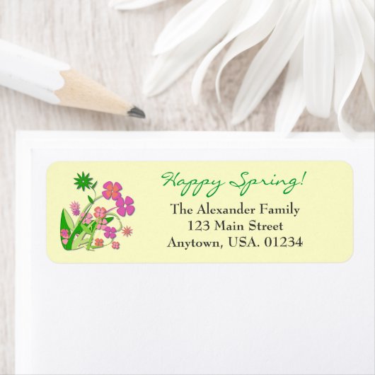 Happy Spring Bloemen Etiket (Insitu)