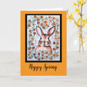 Happy Spring Bunny Kaart (Gele Bloem)