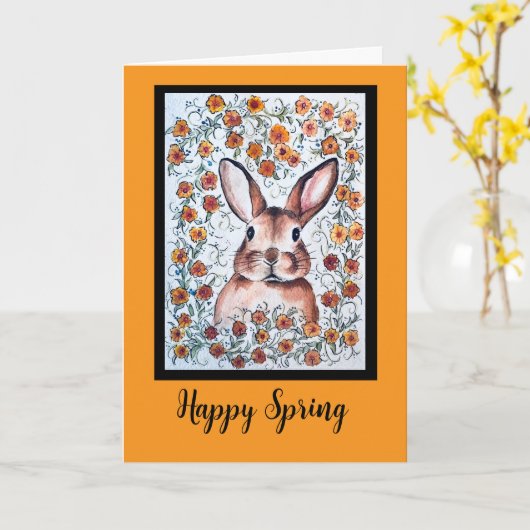 Happy Spring Bunny Kaart (Gele Bloem)