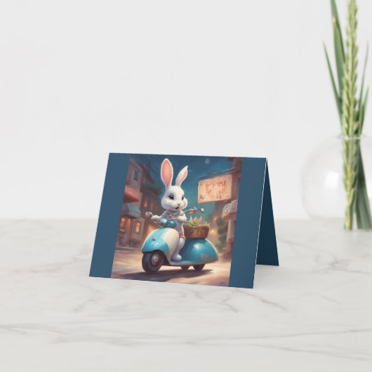 Happy Spring Bunny on a Scooter Kaart (Voorkant)