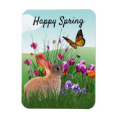 Happy Spring Bunny Rabbit in Flower Garden Magneet (Verticaal)