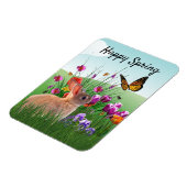 Happy Spring Bunny Rabbit in Flower Garden Magneet (Linkerzijde)