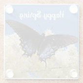 Happy Spring Butterfly Onderzetter Glazen Onderzetter (Achterkant)