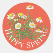 Happy Spring  Chamomile Flowers Motif Ronde Sticker (Voorkant)