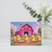 Happy Spring Chicks in Barnyard Briefkaart (Staand voorkant)