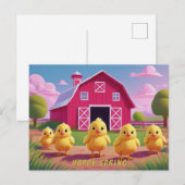 Happy Spring Chicks in Barnyard Briefkaart (Voorkant / Achterkant)