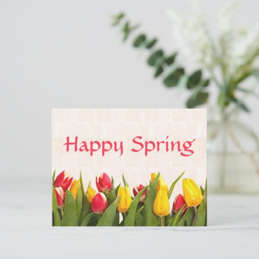 Happy Spring Colorful Tulips Briefkaart (Staand voorkant)