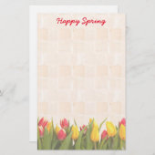 Happy Spring Colorful Tulips Briefpapier (Voorkant / Achterkant)