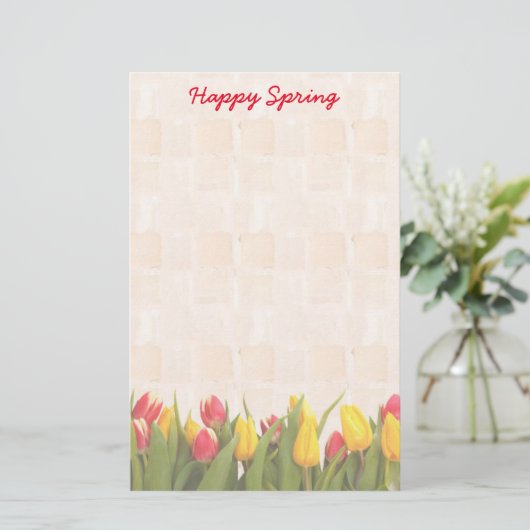 Happy Spring Colorful Tulips Briefpapier (Staand voorkant)