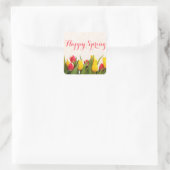 Happy Spring Colorful Tulips Vierkante Sticker (Tas)