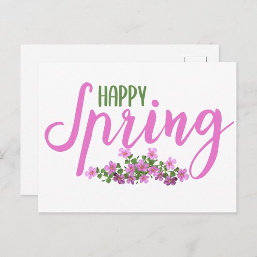 Happy Spring // Cute Spring Flowers Greeting Briefkaart (Voorkant / Achterkant)