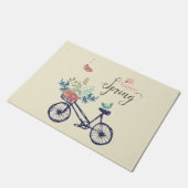 Happy spring-design: fiets, bloemen en vogels deurmat (Schuin)