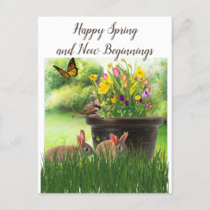 Happy Spring / Easter Collage Art Flowers Briefkaart