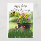 Happy Spring / Easter Collage Art Flowers Briefkaart (Voorkant)