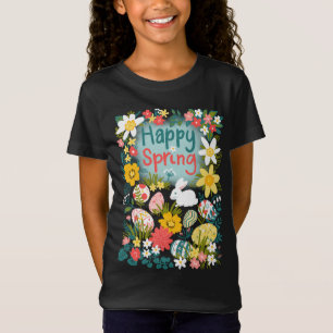 Happy Spring Easter eierjacht bloemenveld T-shirt