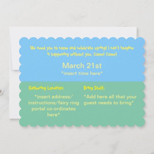 Happy Spring Equinox Uitnodiging aan een Pagan Geb (Achterkant)