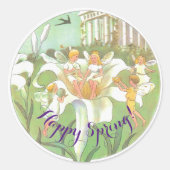 Happy Spring Fairy Flower Ronde Sticker (Voorkant)