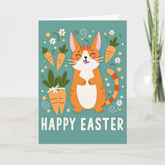 Happy Spring Feline Easter Card Kaart (Voorkant)
