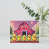 Happy Spring Five Yellow Chicks in Barnyard Briefkaart (Staand voorkant)