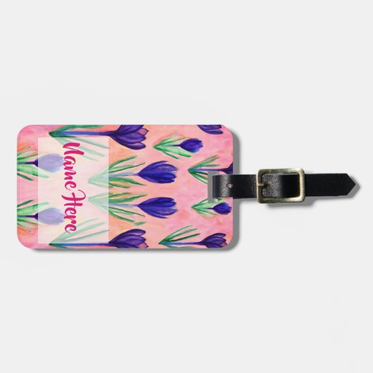 Happy Spring Floral Custom Bagagelabel (Voorkant horizontaal)