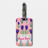 Happy Spring Floral Custom Bagagelabel (Achterkant verticaal)