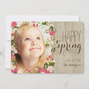 Happy Spring Floral Linnen foto Wenskaart Kaart