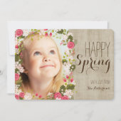 Happy Spring Floral | Linnen foto Wenskaart Kaart (Voorkant)
