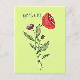Happy Spring Flower Line Art Briefkaart