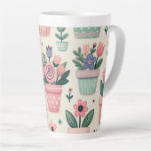 Happy Spring Flower Pot Print Design Latte Mok (Rechterhoek)