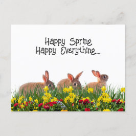 Happy Spring Flowers en Rabbits Briefkaart
