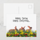 Happy Spring Flowers en Rabbits Briefkaart (Voorkant / Achterkant)