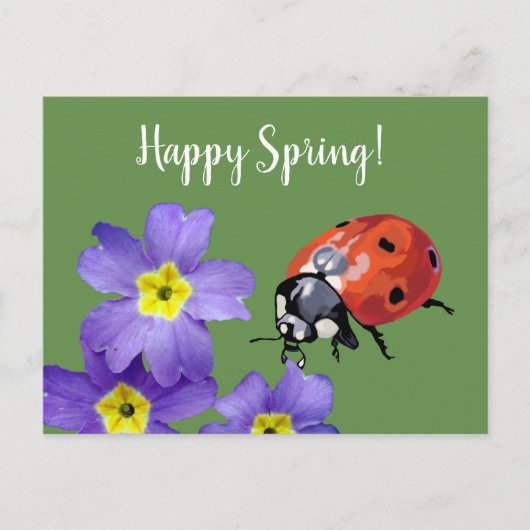 Happy Spring Flowers Ladybug Briefkaart (Voorkant)