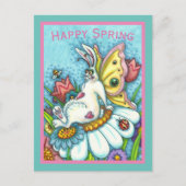HAPPY SPRING FLUTTERBUN RABBIT, FUNNY BUNNY FAIRY BRIEFKAART (Voorkant)