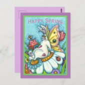 HAPPY SPRING FLUTTERBUN RABBIT, FUNNY BUNNY FAIRY BRIEFKAART (Voorkant / Achterkant)