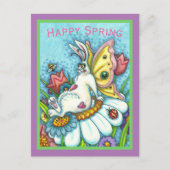 HAPPY SPRING FLUTTERBUN RABBIT, FUNNY BUNNY FAIRY BRIEFKAART (Voorkant)