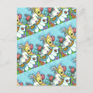 HAPPY SPRING FLUTTERBUN RABBIT, FUNNY BUNNY FAIRY BRIEFKAART