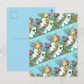 HAPPY SPRING FLUTTERBUN RABBIT, FUNNY BUNNY FAIRY BRIEFKAART (Voorkant / Achterkant)