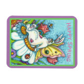 HAPPY SPRING FLUTTERBUN RABBIT, FUNNY BUNNY FAIRY MAGNEET (Horizontaal)