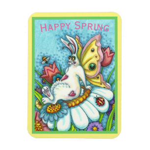 HAPPY SPRING FLUTTERBUN RABBIT, FUNNY BUNNY FAIRY MAGNEET
