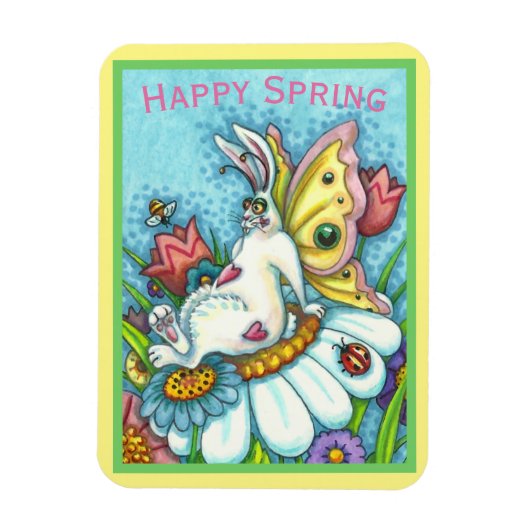 HAPPY SPRING FLUTTERBUN RABBIT, FUNNY BUNNY FAIRY MAGNEET (Verticaal)