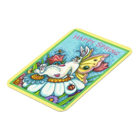 HAPPY SPRING FLUTTERBUN RABBIT, FUNNY BUNNY FAIRY MAGNEET (Linkerzijde)