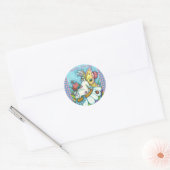 HAPPY SPRING FLUTTERBUN RABBIT, FUNNY BUNNY FAIRY RONDE STICKER (Envelop)