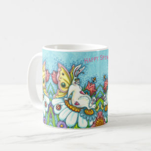 HAPPY SPRING FLUTTERBUN RABBIT, FUNNY BUNNY Herhal Koffiemok